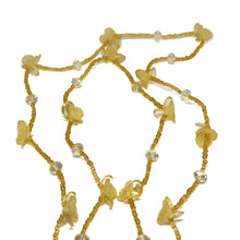 Handmade Long Beaded Necklace with Carved Yellow Floral Accents – Elegant Opera-Length Jewelry for Special Occasions