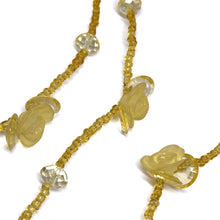 Handmade Long Beaded Necklace with Carved Yellow Floral Accents – Elegant Opera-Length Jewelry for Special Occasions