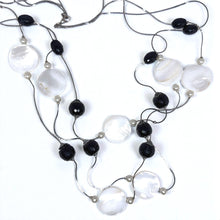 Elegant Multi 3-Layer Black Bead & Stones Long Necklace – Statement Fashion Jewelry for Women