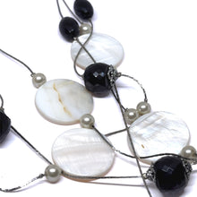 Elegant Multi 3-Layer Black Bead & Stones Long Necklace – Statement Fashion Jewelry for Women