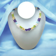 Natural Swiss Blue Topaz Rose Quartz Peridot Citrine Amethyst Gemstone Semi Necklace