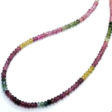 Natural Multi Tourmaline Rondelle Facet Cut Beads Gemstone Necklace