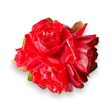 Handmade Brooch Boutonniere Unique Fish Scales Tri-Sided Red Rose