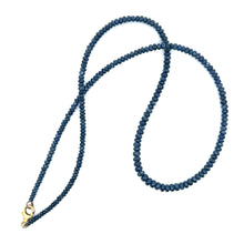 Natural Blue Sapphire Plain Rondelle Beads Gemstone Necklace
