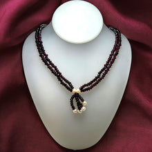 Natural Garnet Tyre with Pearl Gemstone Handmade Necklace