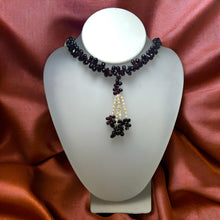 Natural Garnet Drop & Pearl Rice Birthstone Necklace Jewelry