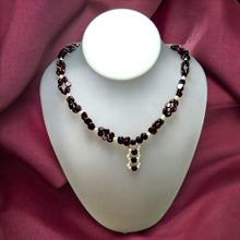 Natural Garnet Button with Rice Pearl Birthstone Necklace