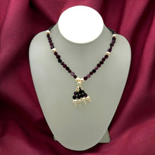 Natural Garnet Button 6mm & Pearl Button 7x6mm Gemstone Necklace