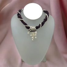 Natural Garnet Rondelle Facet Beads 4mm & Pearl Twisted Layered Gemstone Necklace