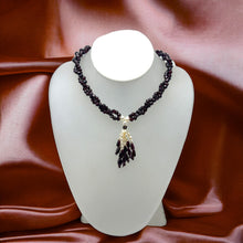 Natural Garnet Rondelle Facet Cut & Pearl Twisted Gemstone Necklace