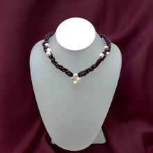 Natural Garnet Balloon & Plain Pearl Three Strand Gemstone Necklace