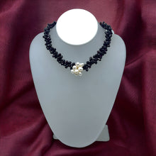 Natural Garnet Drop & Button Pearl Gemstone Necklace