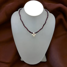 Natural Garnet Tube & Button Pearl Gemstone Necklace