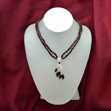 Natural Plain Garnet Tube & Pearl Gemstone Necklace