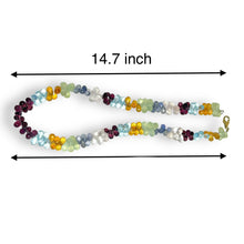 Natural Prehnite Citrine Swiss Blue Topaz Rhodolite Rose Quartz Iolite Gemstone Necklace