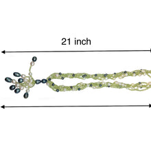 Natural Peridot & Pearl Round Plain Birth Gemstone Necklace