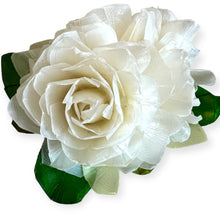 Handmade Brooch Boutonniere Unique Fish Scales Tri-Sided White Rose