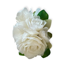 Handmade Brooch Boutonniere Unique Fish Scales Tri-Sided White Rose