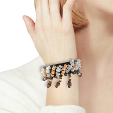 Handmade Brown Coconut Shell Rose Quartz Bracelet 7 Inch Artisan Design Wristband