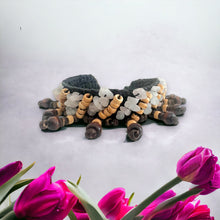 Handmade Brown Coconut Shell Rose Quartz Bracelet 7 Inch Artisan Design Wristband