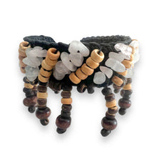 Handmade Brown Coconut Shell Rose Quartz Bracelet 7 Inch Artisan Design Wristband