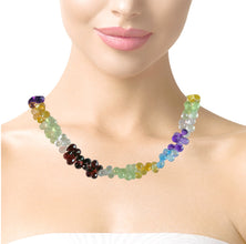 Natural Rose Quartz Sky Blue Topaz Citrine Prehnite Amethyst White Topaz Garnet Gemstone Necklace