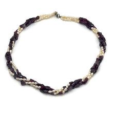Natural Garnet Chobra & Pearl Rice Plain Gemstone Necklace