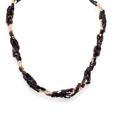 Natural Garnet Chobra & Pearl Rice Plain Gemstone Necklace