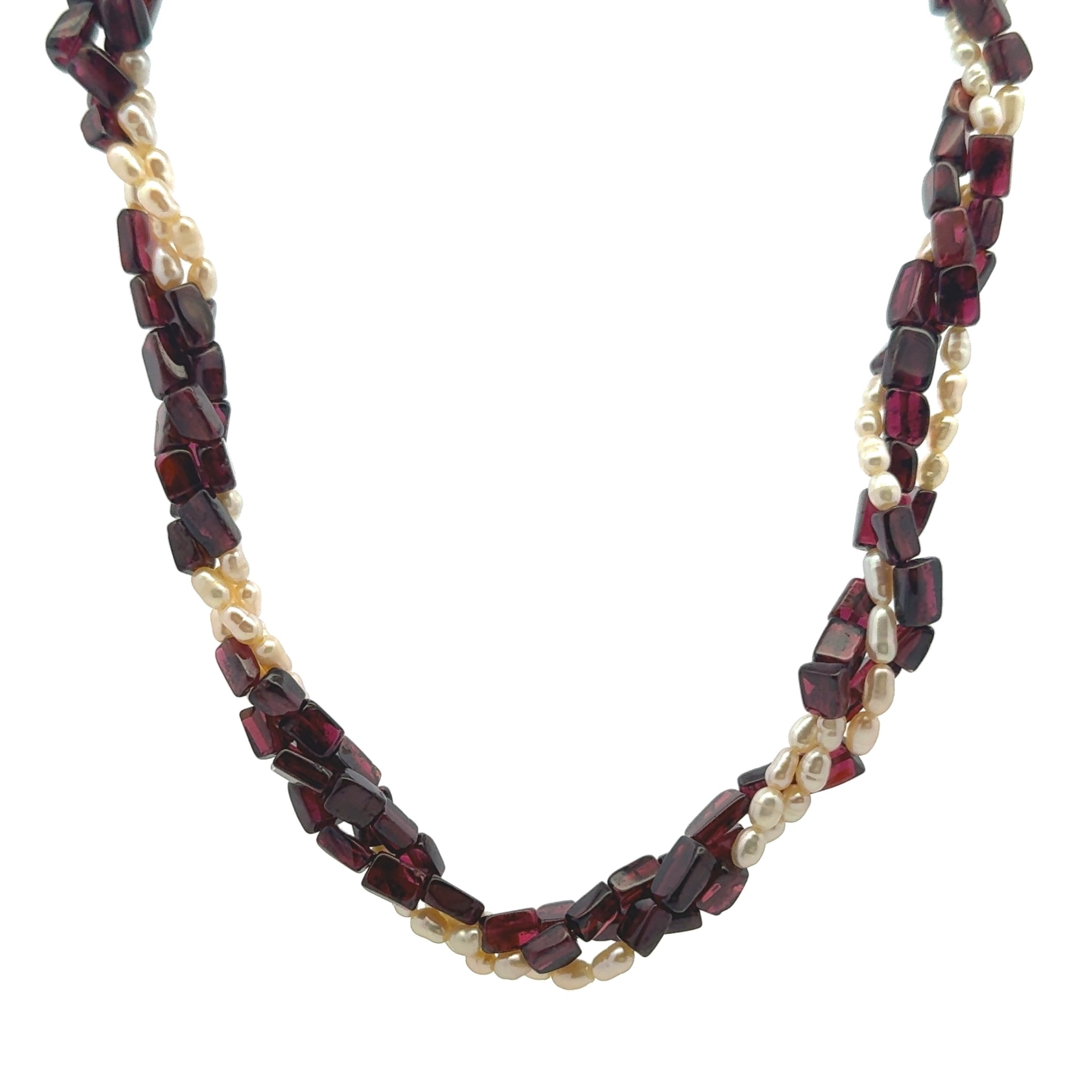 Natural Handmade Necklace 16"-18" Garnet Pearls Birthstone Gem Beads Jewelry