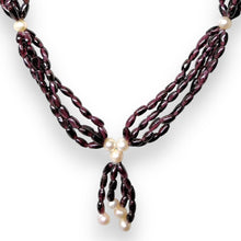 Natural Garnet Balloon & Pearl Button Gemstone Necklace