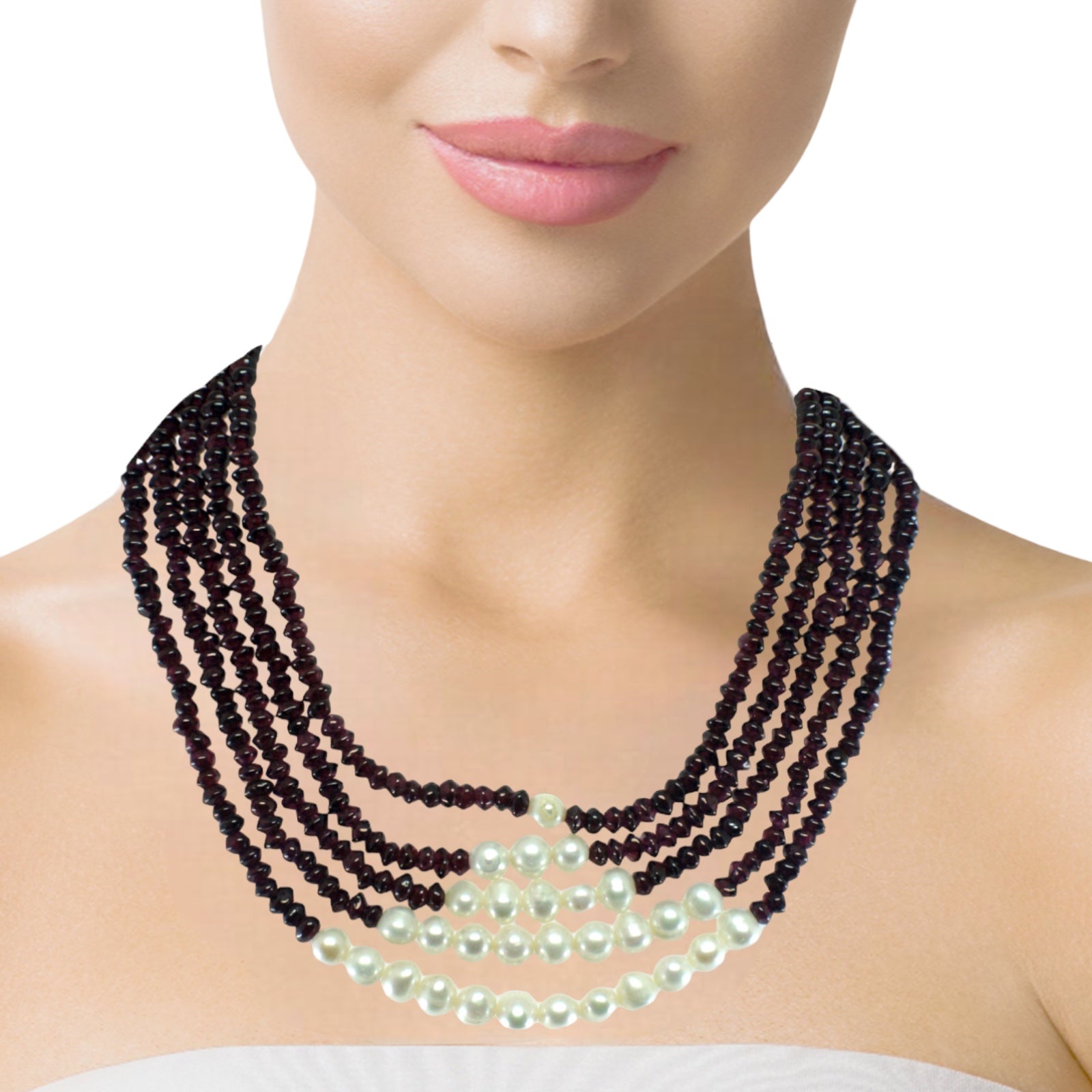 Natural Handmade Necklace 16"-18" Rondelle Garnet Pearls Birthstone Gem Beads Jewellery