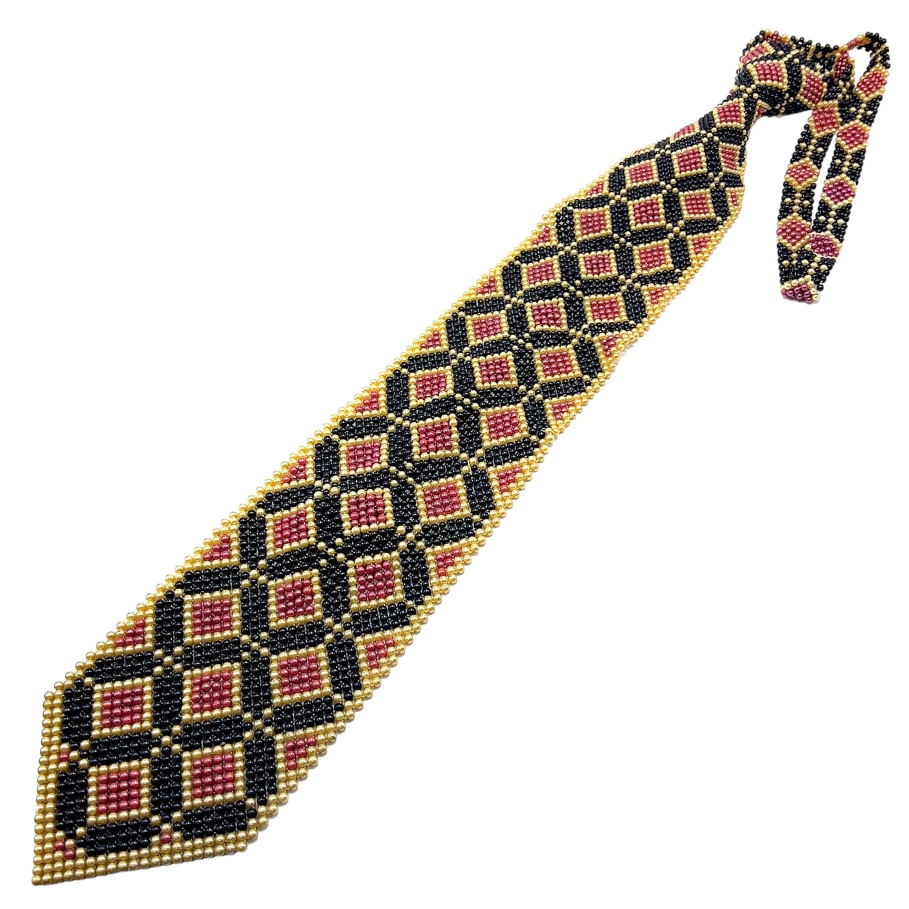 Handcrafted Bead and Reel Pattern Pearl Tie Classic and Elegant