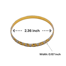 Engraved White Yellow Gold Plated metal 1 Piece Bangle with with Intricate Geometric Patterns