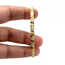 Engraved White Yellow Gold Plated metal 1 Piece Bangle with with Intricate Geometric Patterns