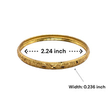 Textured Yellow Gold Plated metal 1 Piece Bangle with Classic Geometric Motifs and Hand-Engraved Detailing