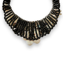 Handmade Necklace 20inch with White Gray Freshwater Pearls and Water Shell Choker