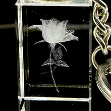 3D Crystal Rose Keychain Laser Engraved