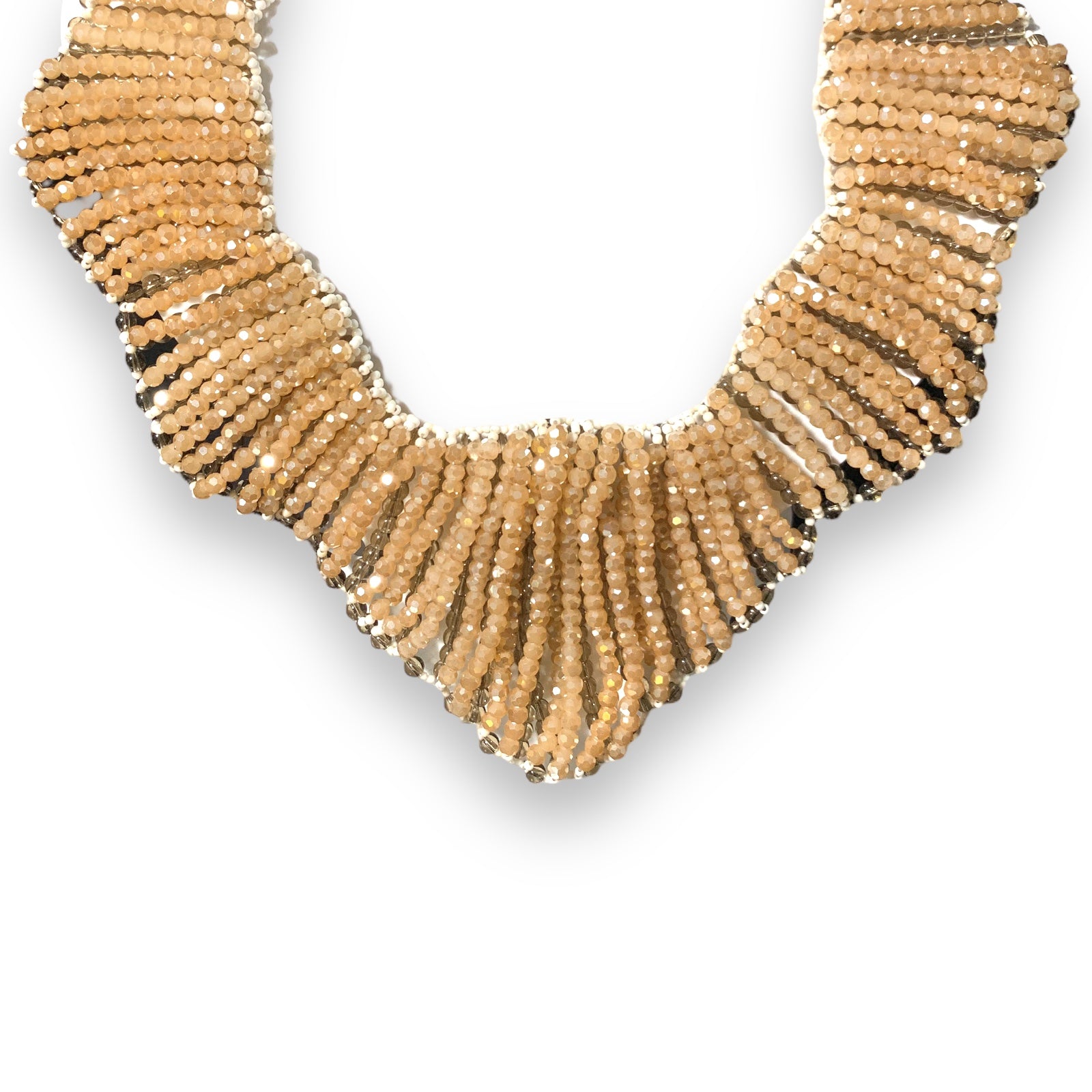 Handmade Collar Necklace 20" Beige Beads Stole Collar Choker Jewelry