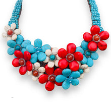 Handmade Gorgeous Bib Choker Turquoise & Red Agate 20