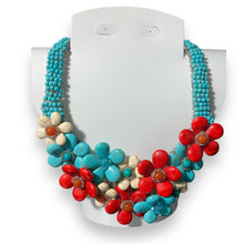 Handmade Gorgeous Bib Choker Turquoise & Red Agate 20