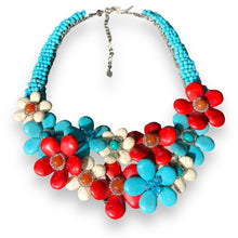 Handmade Gorgeous Bib Choker Turquoise & Red Agate 20