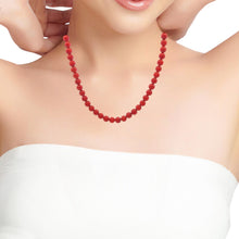 Natural Coral Plain 5mm Ball Gemstone Necklace Jewelry