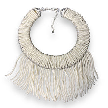 Handmade Choker Fringed Tassels White Pearl 19