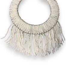 Handmade Choker Fringed Tassels White Pearl 19