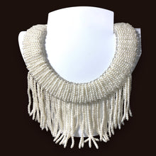 Handmade Choker Fringed Tassels White Pearl 19