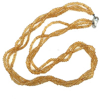 Natural Citrine Rondelle Facet Cut Beads Gemstone Twisted Necklace