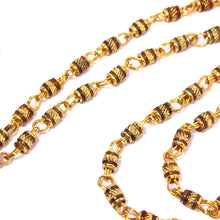 Gold Plated Chain Cylindrical Cross-Patterned Linked Necklace Jewelry