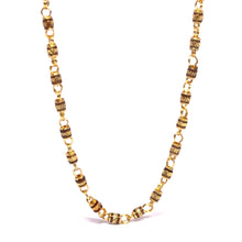 Gold Plated Chain Cylindrical Cross-Patterned Linked Necklace Jewelry
