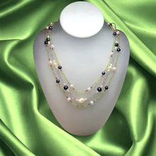 Natural Peridot Amethyst & Pink Tourmaline Pearl Ball Gemstone Necklace Jewelry