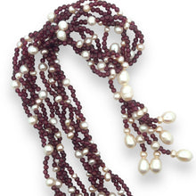 Natural Garnet Ball & Fresh Water Pearl Gemstone Necklace Jewelry